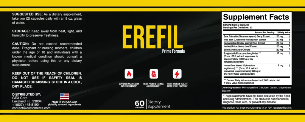 Erefil Supplement Facts